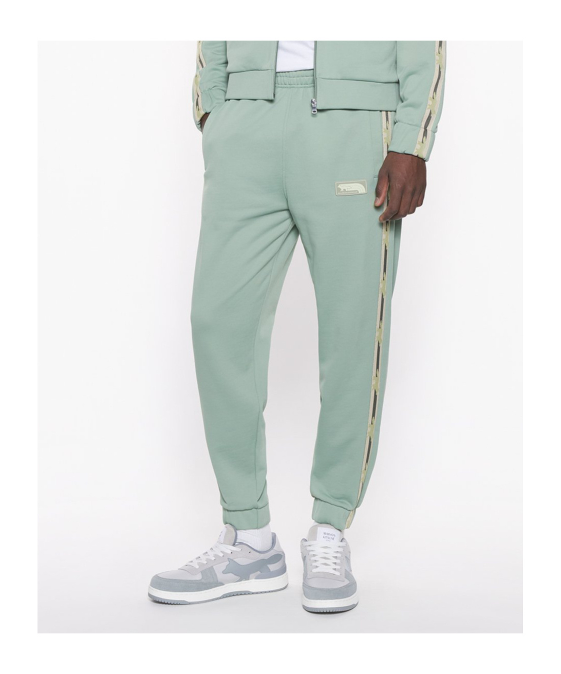 Maison Kitsuné Flash Fox Track Pants In Gray Medium Green