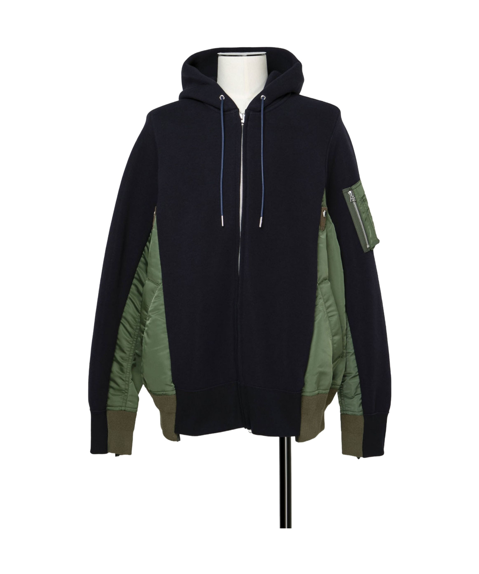 Sacai Sponge Sweat X Nylon Twill Hoodie In Black