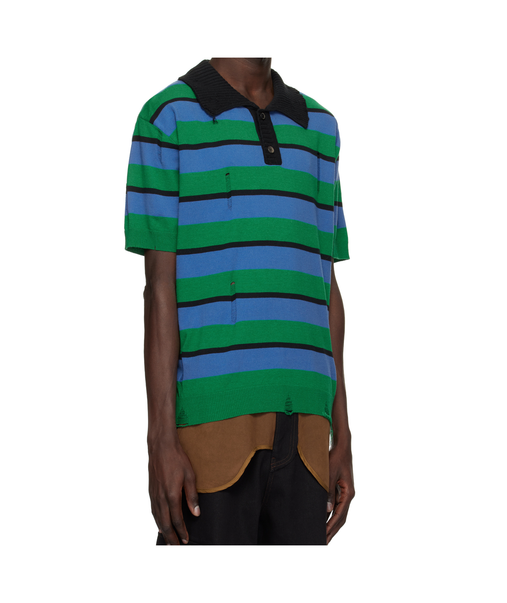 Andersson Bell Damaged Stripe Polo In Multi-color