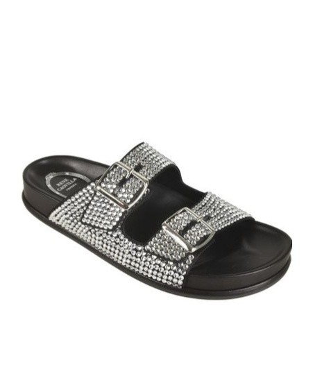 René Caovilla Emma Crystal Embellished Sandals In Black