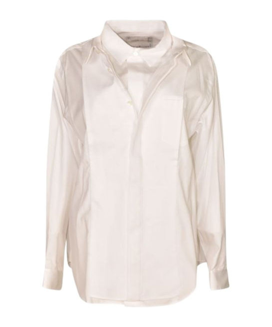 Sacai Long Sleeve Buttoned Shirt In Neutral