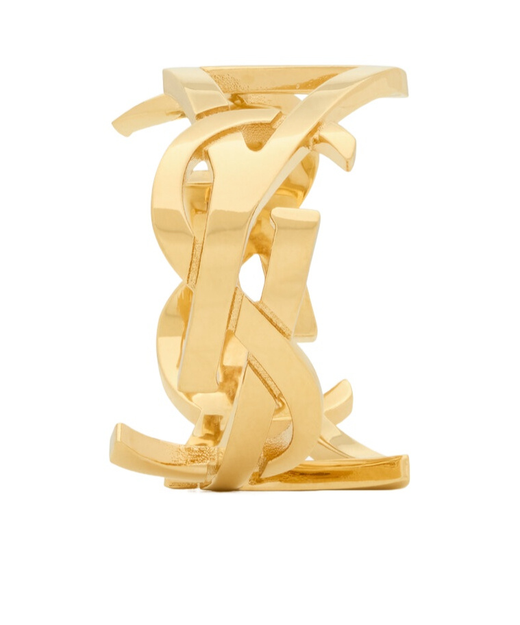 Saint Laurent Cassandre Metal Scarf Ring In Yellow