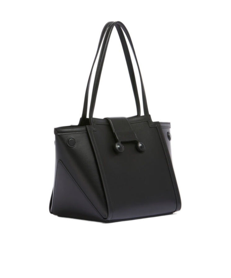 Marni Structured Black Calf Leather Handbag In Black