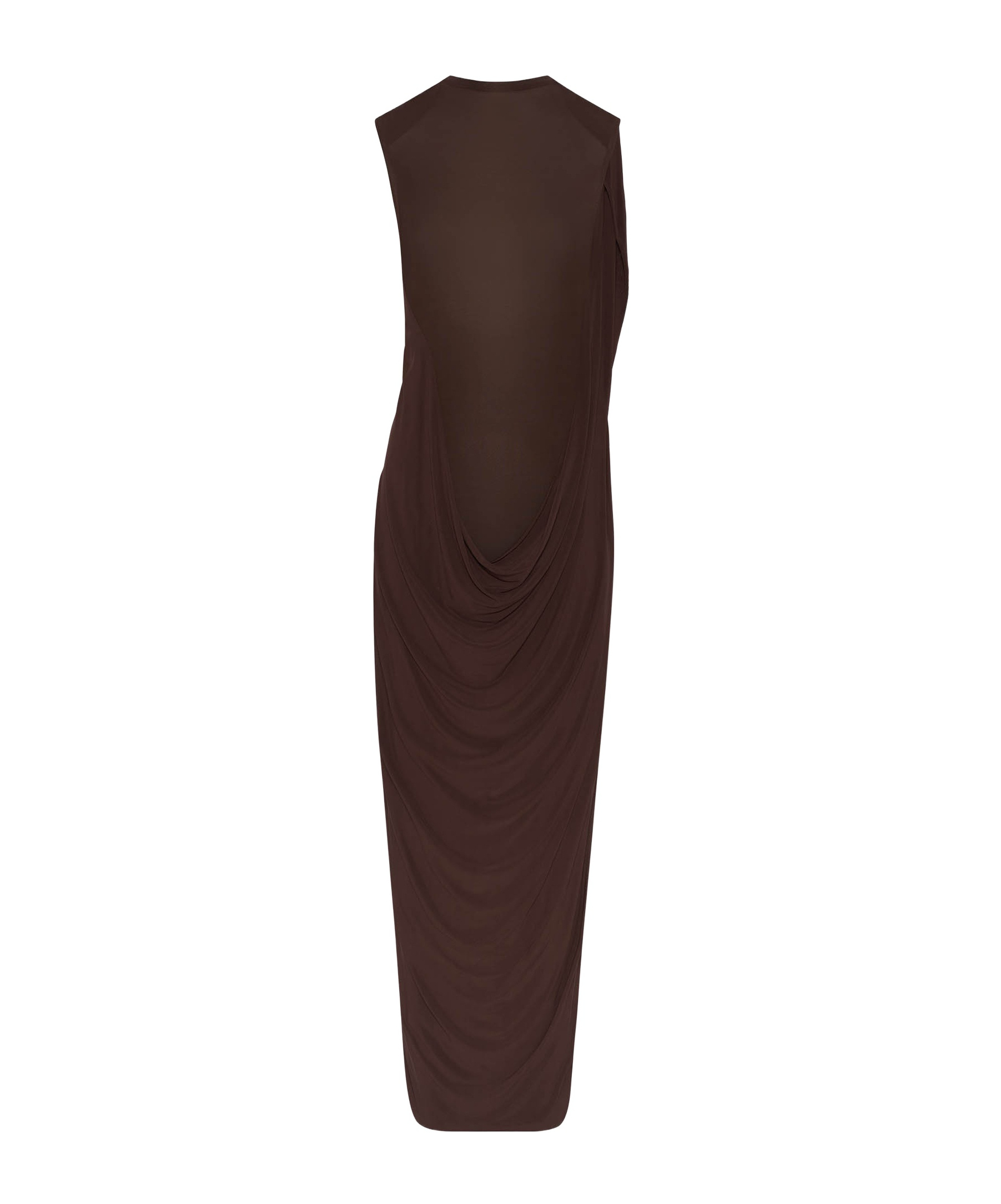 Jean Paul Gaultier Long Draped Maxi Dress In Stretch Viscose In Brown
