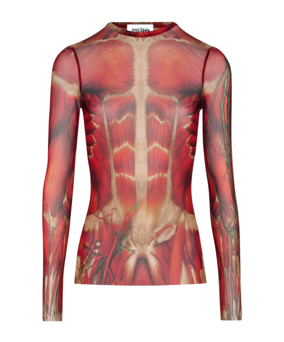 Jean Paul Gaultier Ecorche Mesh Top In Multicolor