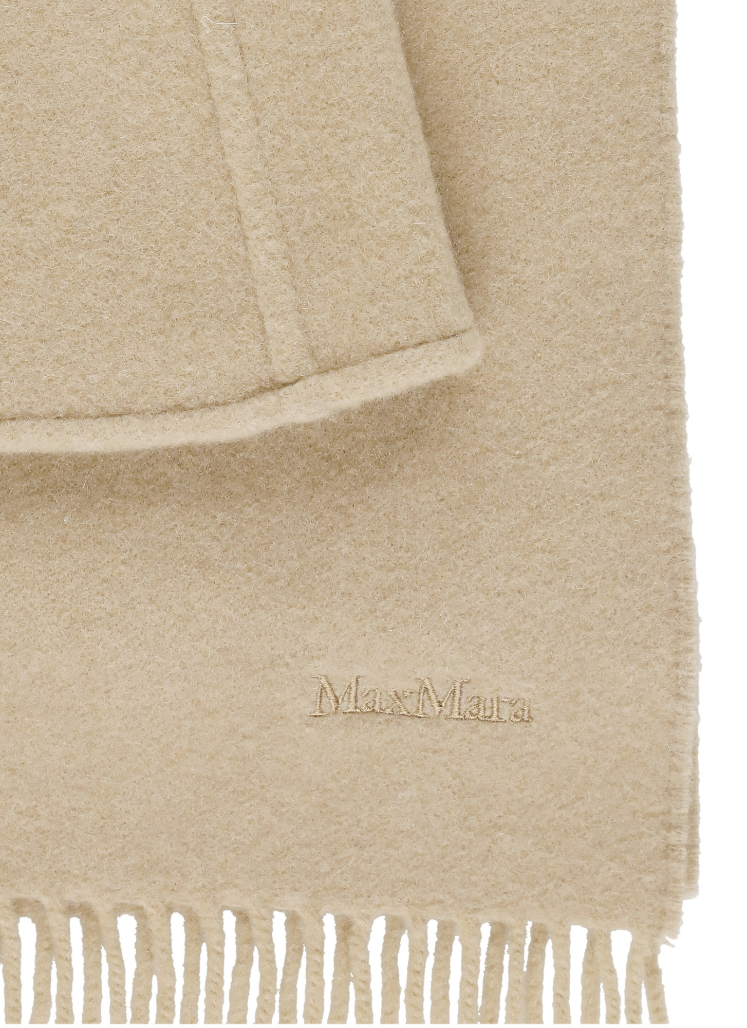 Max Mara Fringed Scarf In Nude