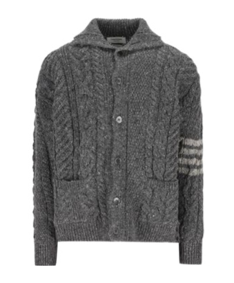 Thom Browne 4-bar Stripe Cable-knit Cardigan In Black