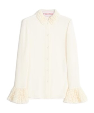 Valentino Chemisier En Georgette Femme Ivoire 36 In White
