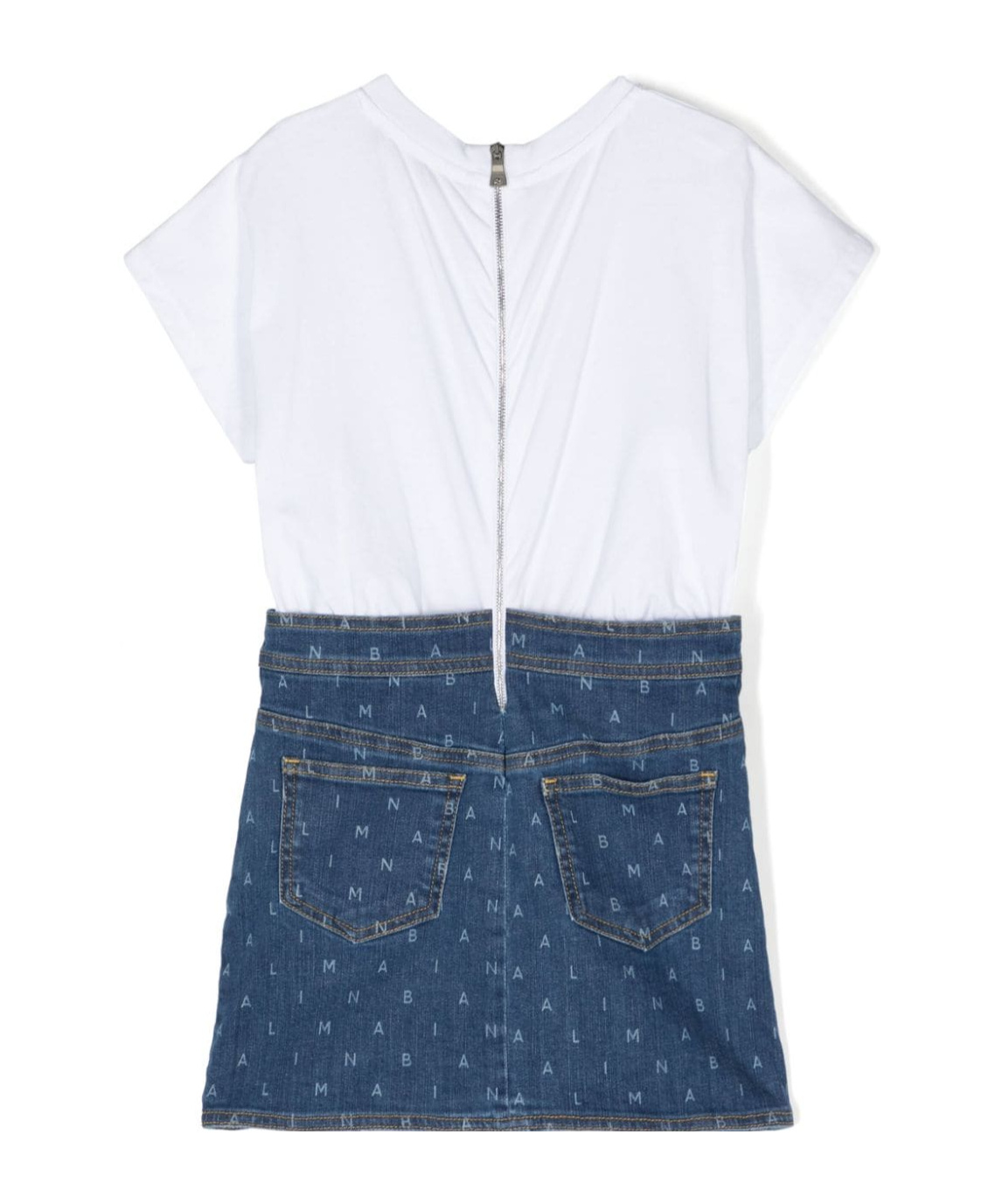 Shop Balmain Logo-appliqué T-shirt Dress In White
