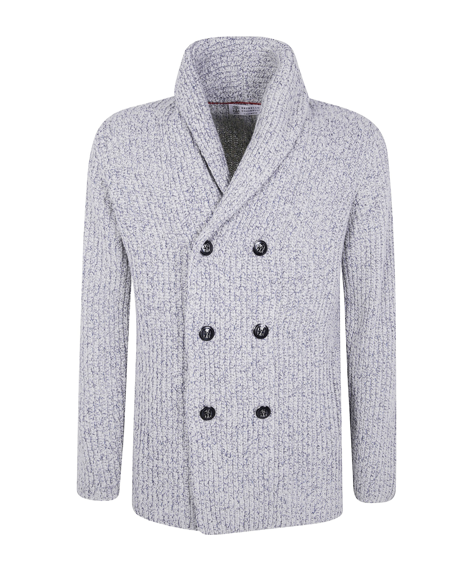 Brunello Cucinelli Shawl-collar Double-breasted Cardigan In Gray