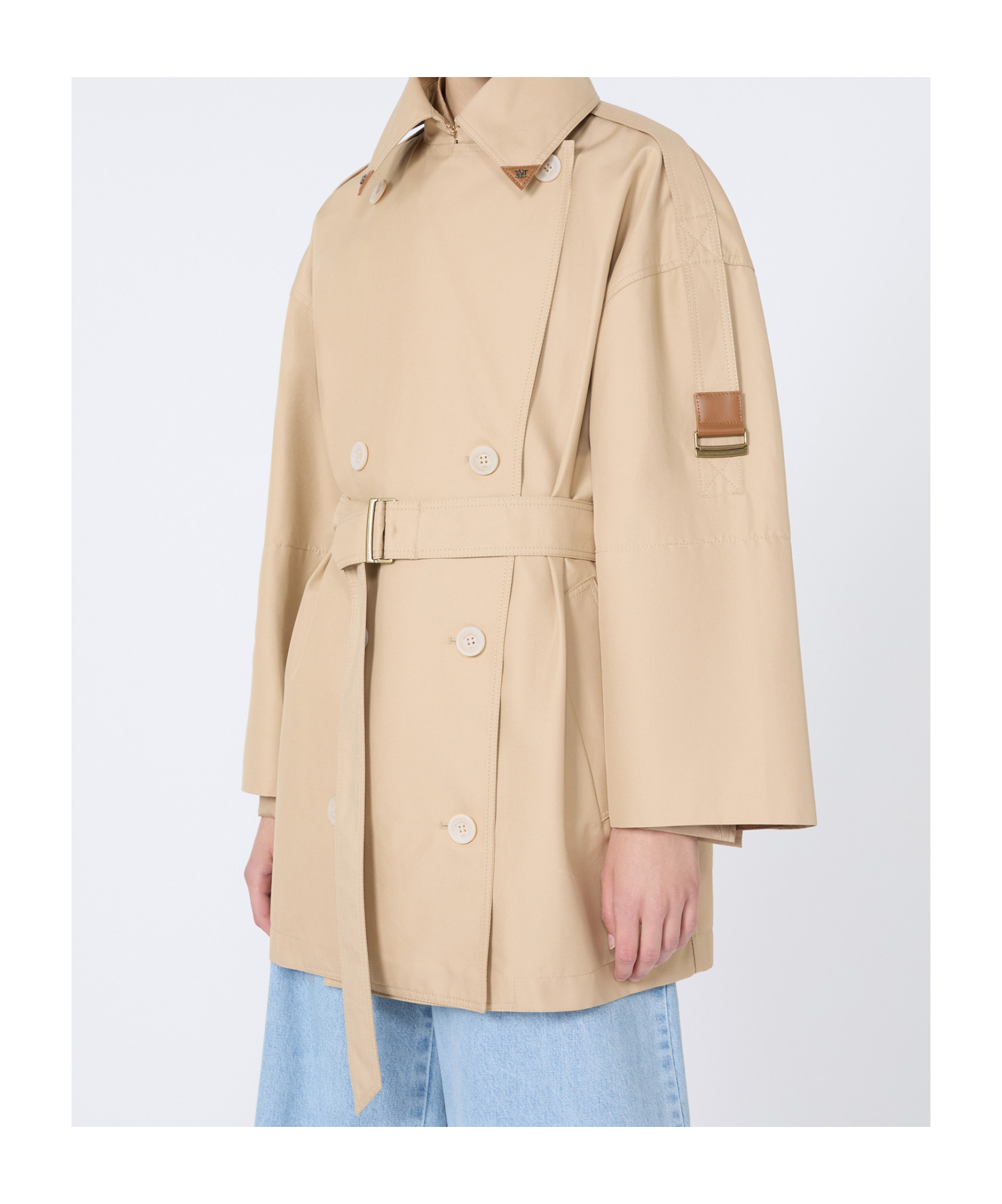 Max Mara Double-breasted Water-repellent Gabardine Trench Coat In Nude