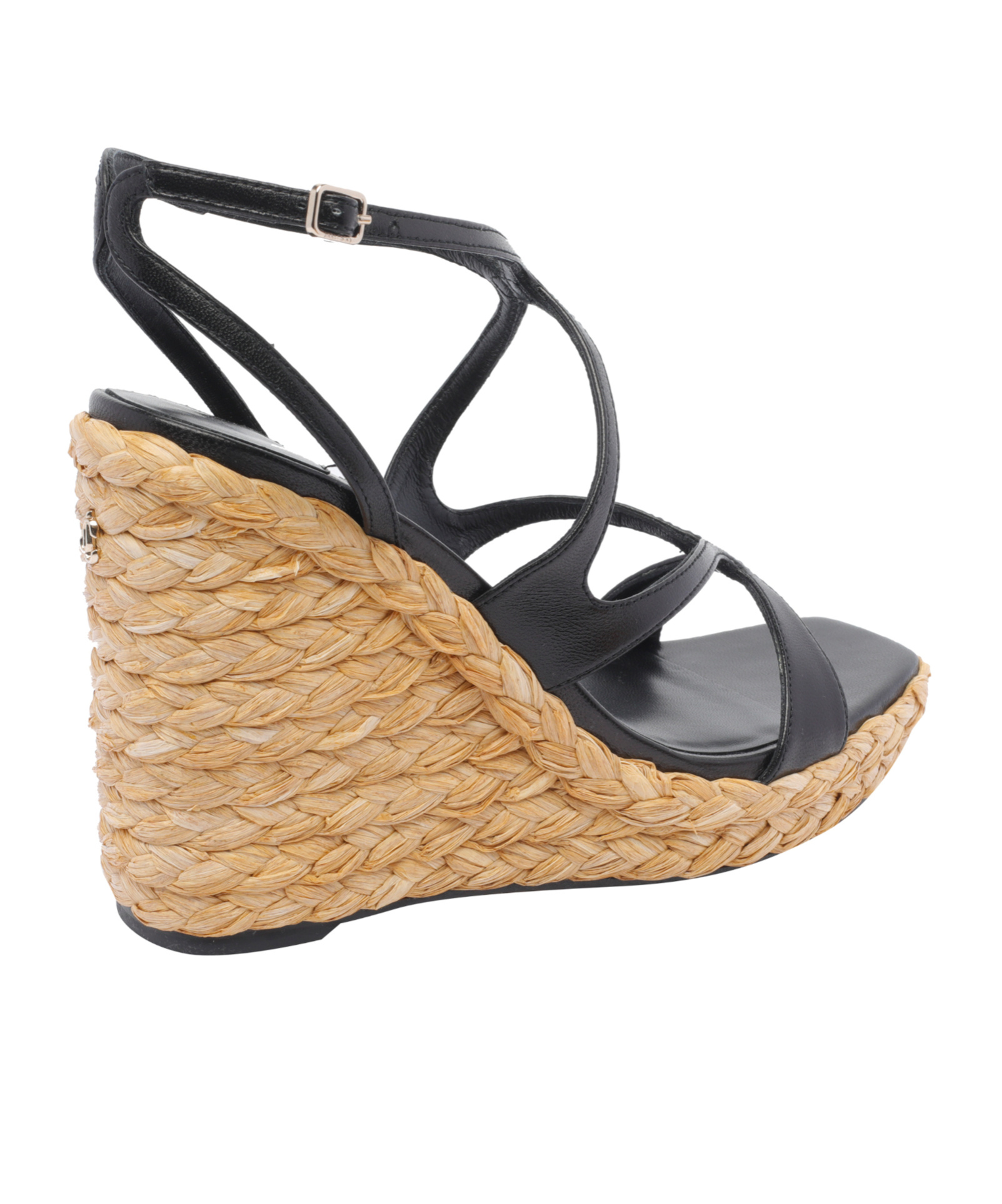 Jimmy Choo Ayla 85 Nappa Leather And Raffia Wedge Sandals