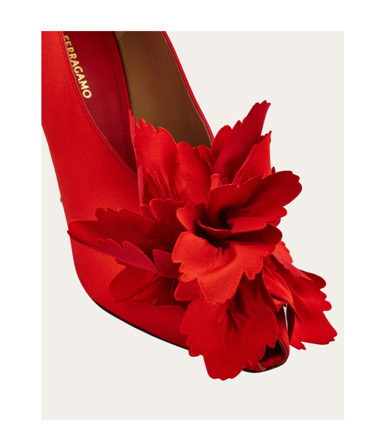 Ferragamo Flower Embellished High Heel Pump In Red