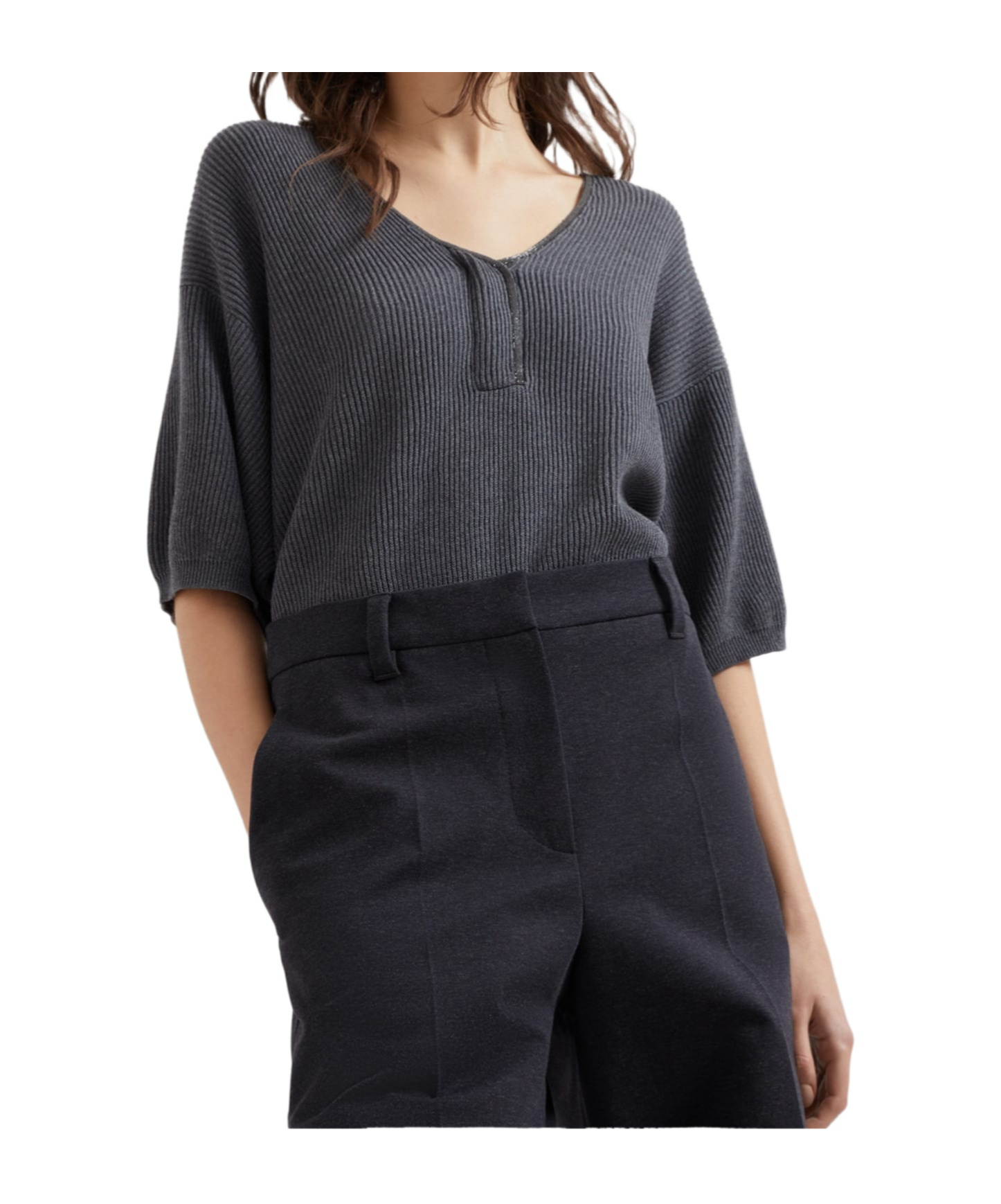 Brunello Cucinelli Stretch Flared Trousers In Black