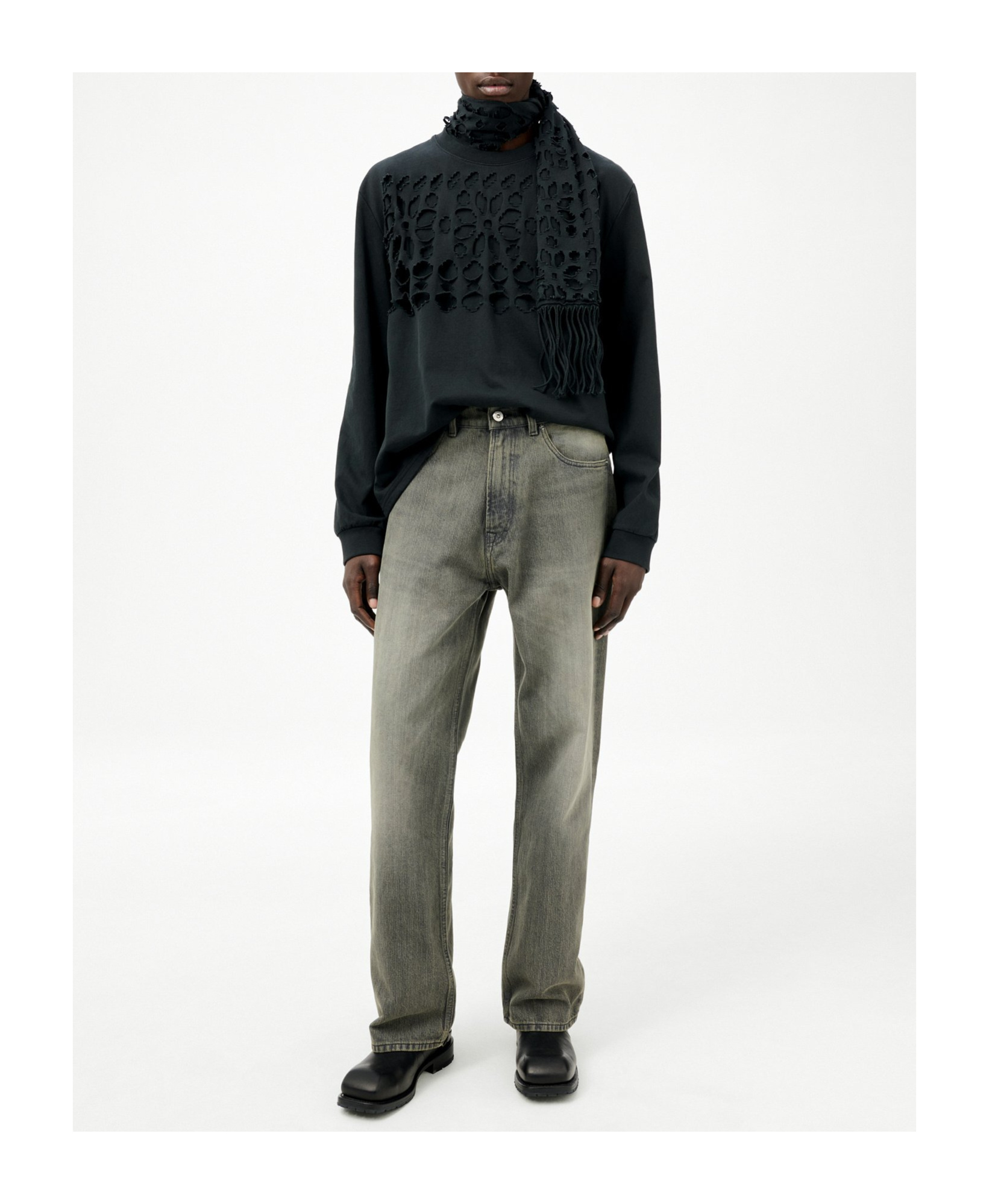 Our Legacy Third Cut Chain Twill Wide Straight Leg Jeans In Multi