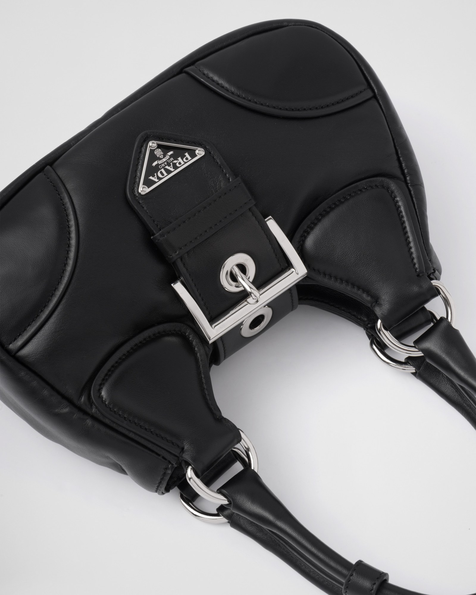Prada Moon Padded Nappa-leather Mini Bag In Black