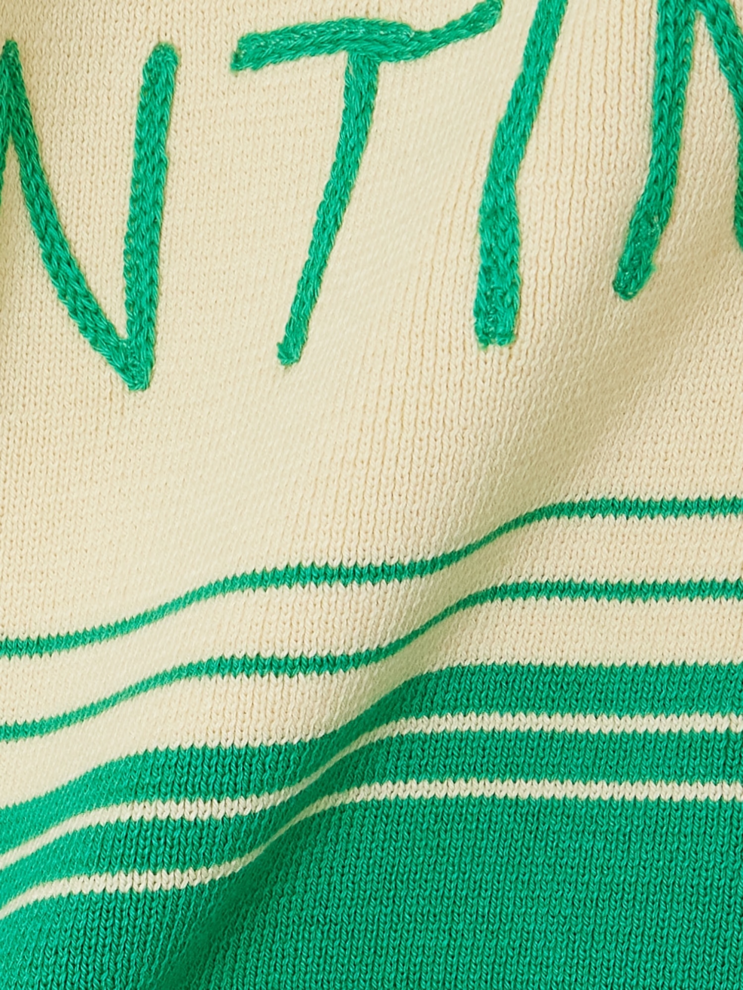 Valentino Cotton Sweater With Crew Neck And Stripes In Green
