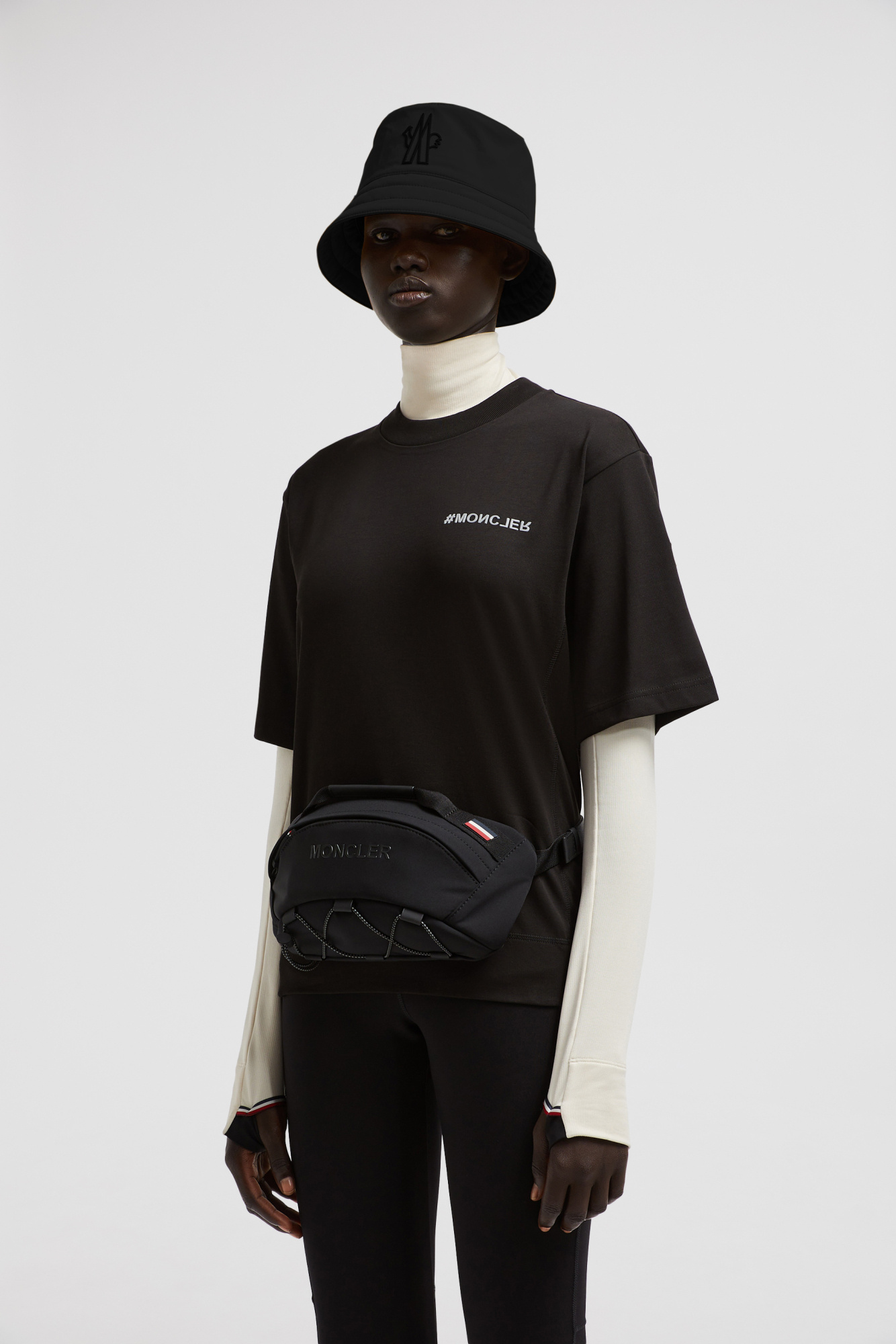 Moncler Branded Crew Neck Cotton Jersey T-shirt In Black