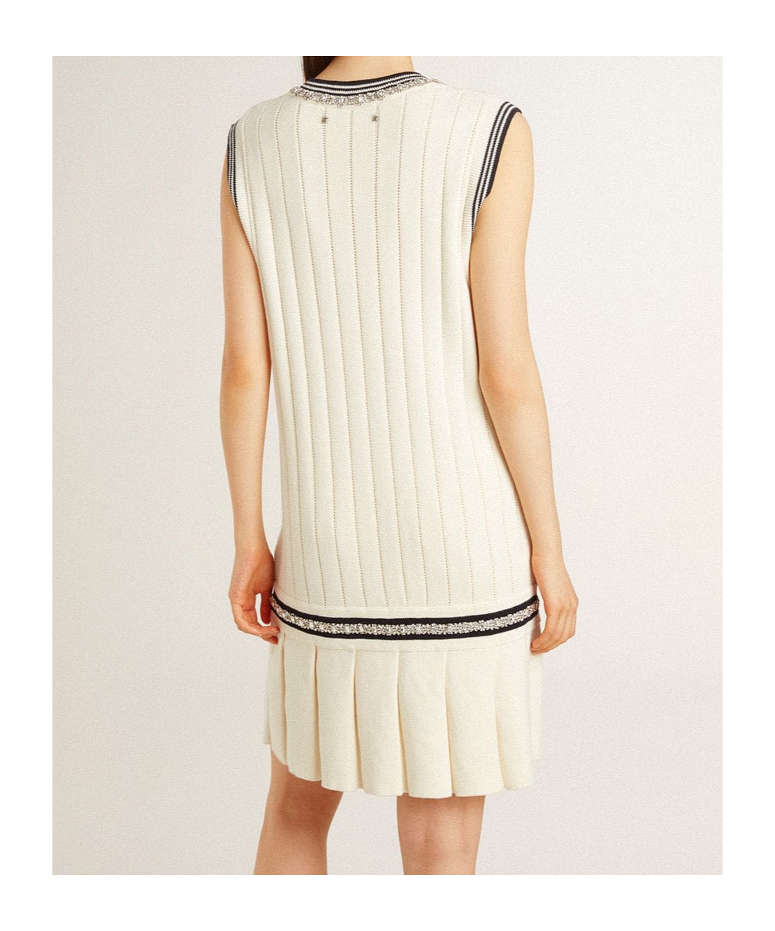 Golden Goose Organic Cotton Dress With Crystals Embellishment In White