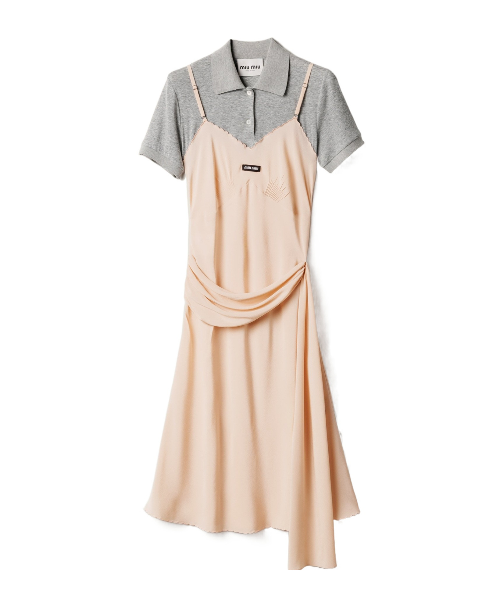 Miu Miu Two-toned Layered Dress In Neutral