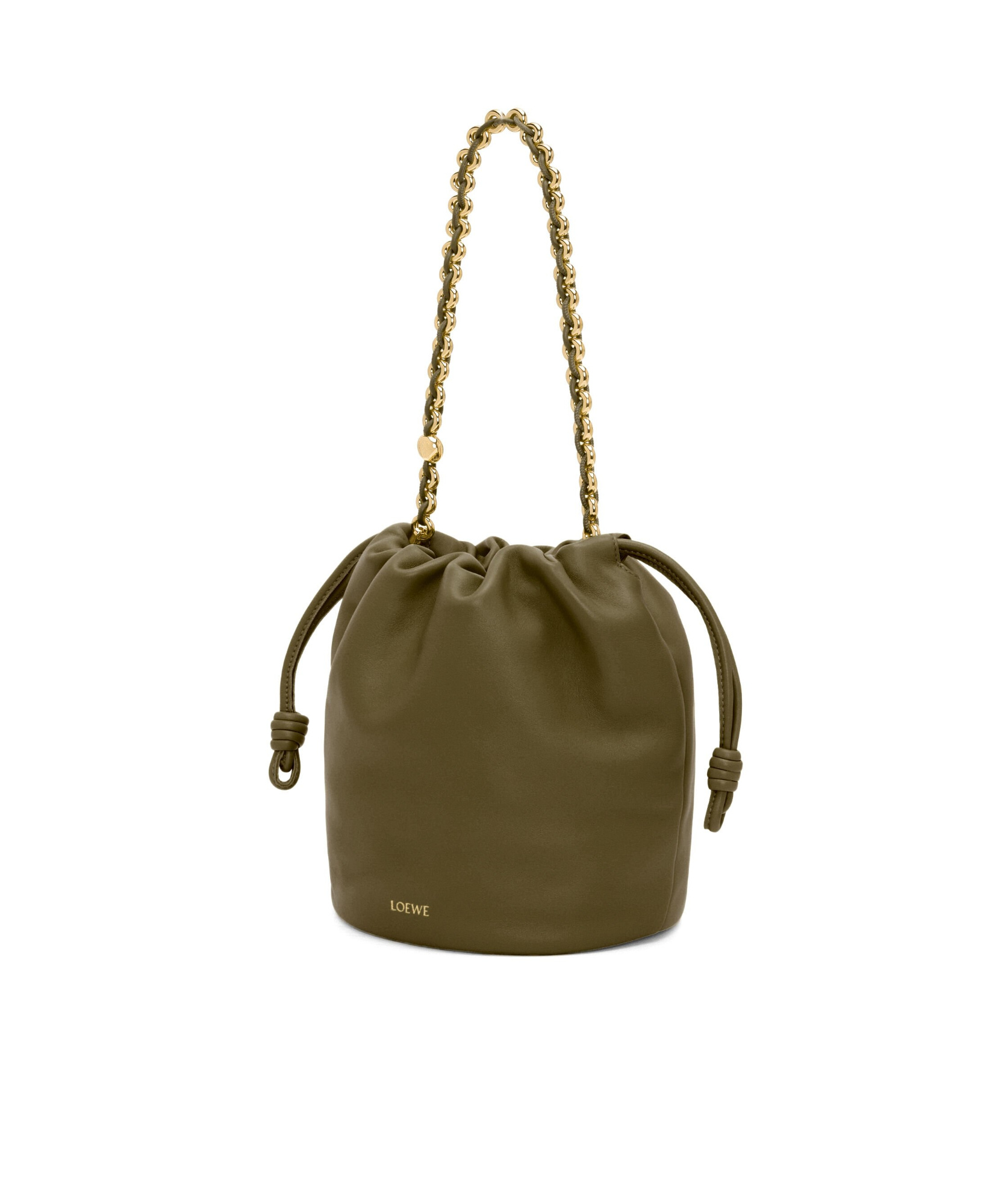 Shop Loewe Flamenco Purse Bucket Bag In Mellow Nappa Lambskin In Green