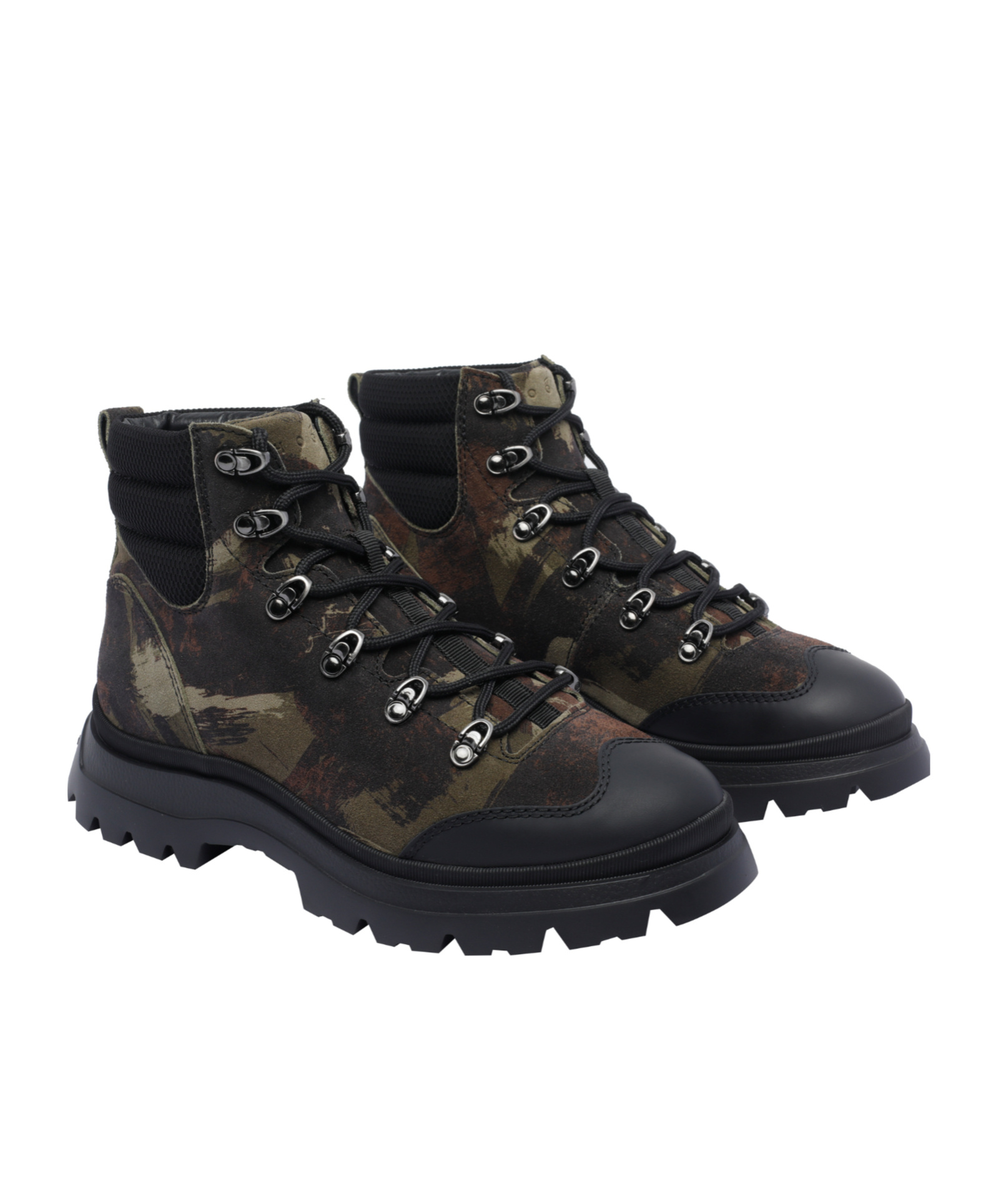 Hogan Camouflage High-top Leather Booties In Multi