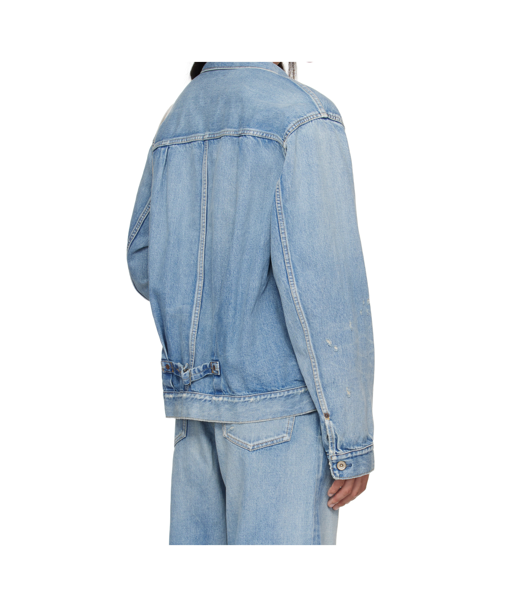 Sacai Long-sleeved Denim Jacket In Blue
