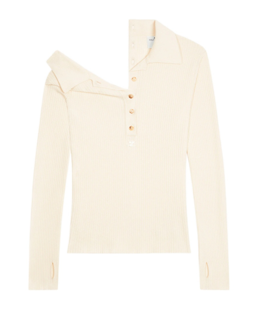 Courrèges Logo-embroidered Ribbed Jumper In White