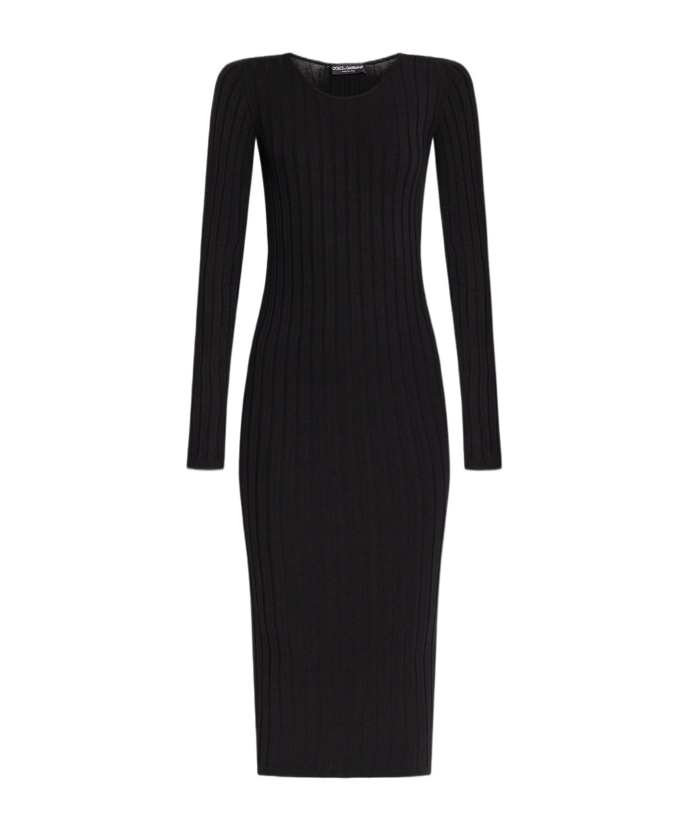 Dolce & Gabbana Jersey Calf-length Dress With Dg Logo Details In Black