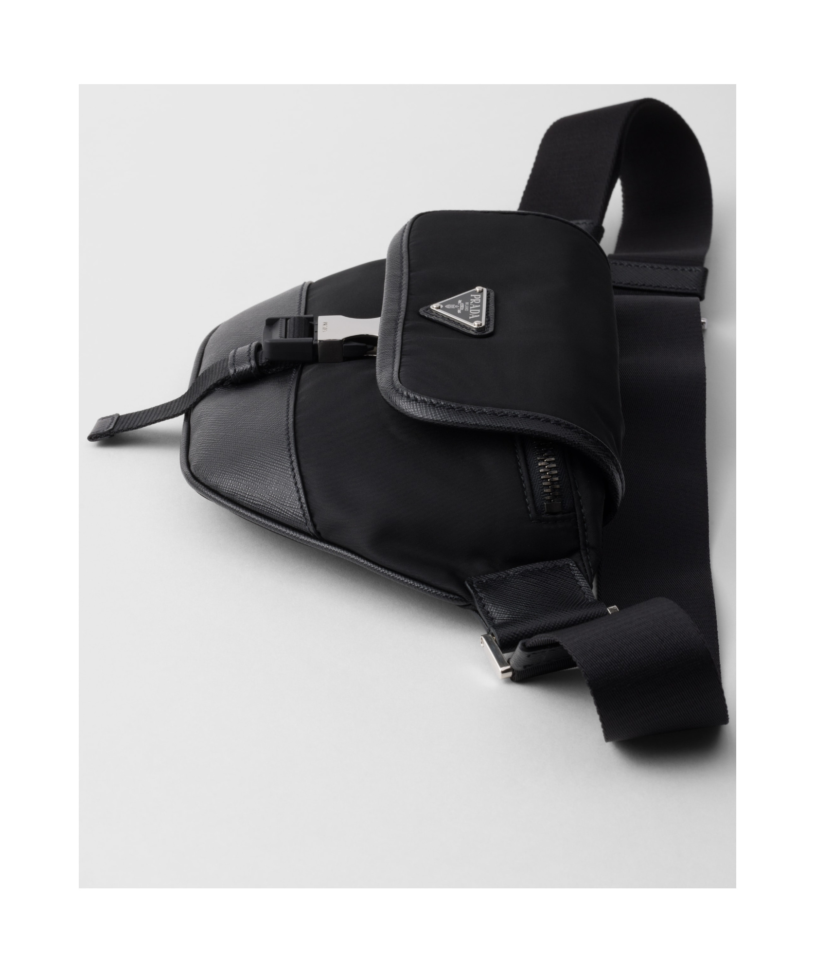 Prada Re-nylon And Saffiano Leather Shoulder Bag In Black