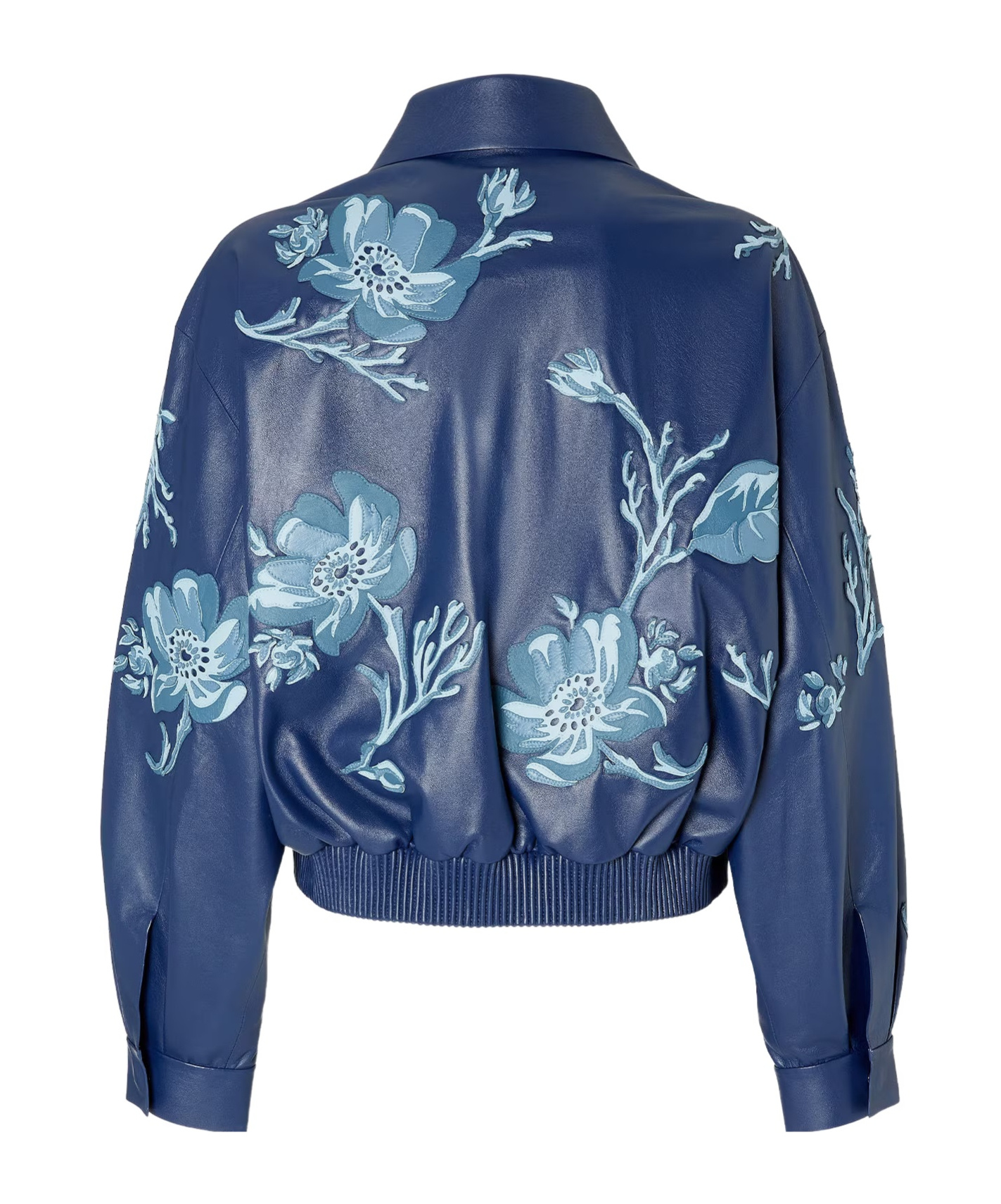 Fendi Blue Leather Bomber Jacket