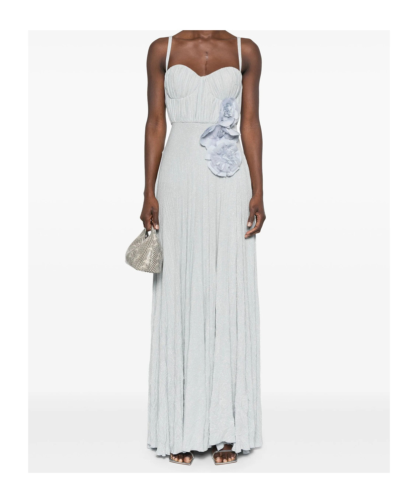 Elisabetta Franchi Maxi Dress With Sweetheart Neckline In Sky Blue