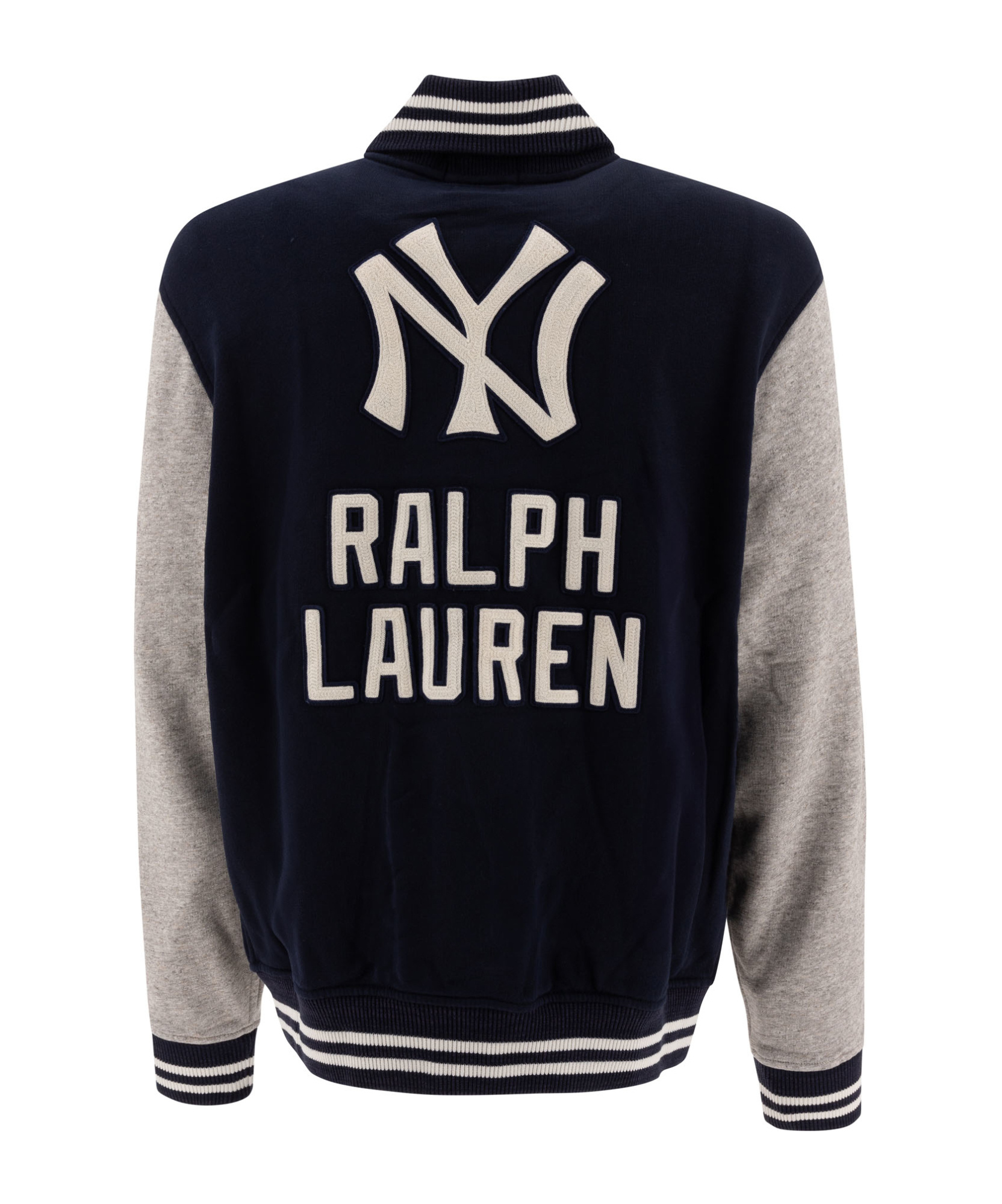 Polo Ralph Lauren Contrast Sleeves Ribbed Collar Cuffs Side Pockets In Black