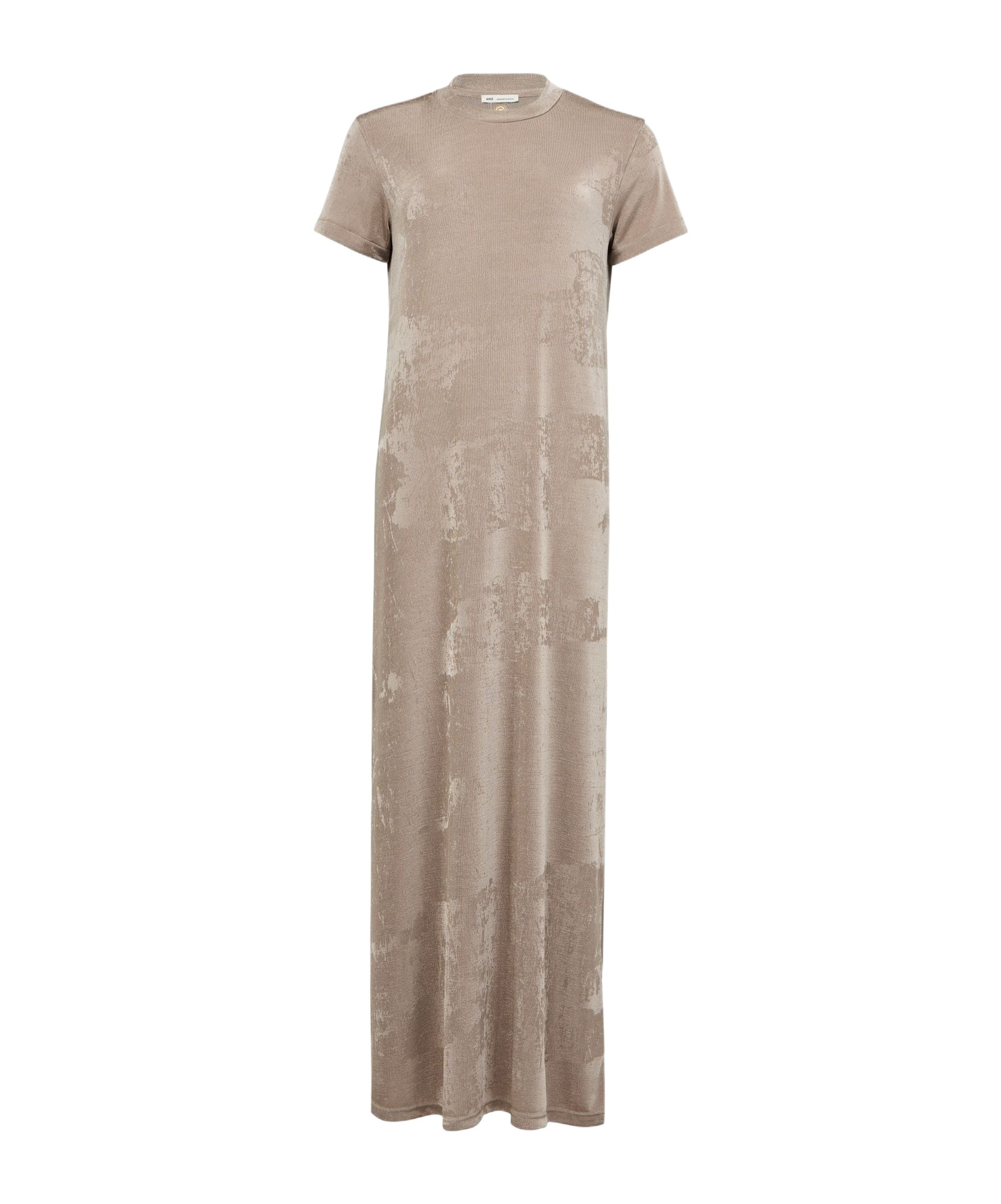 Ami Alexandre Mattiussi Ami Paris Rib Jersey Short Sleeve Long Dress In Nude