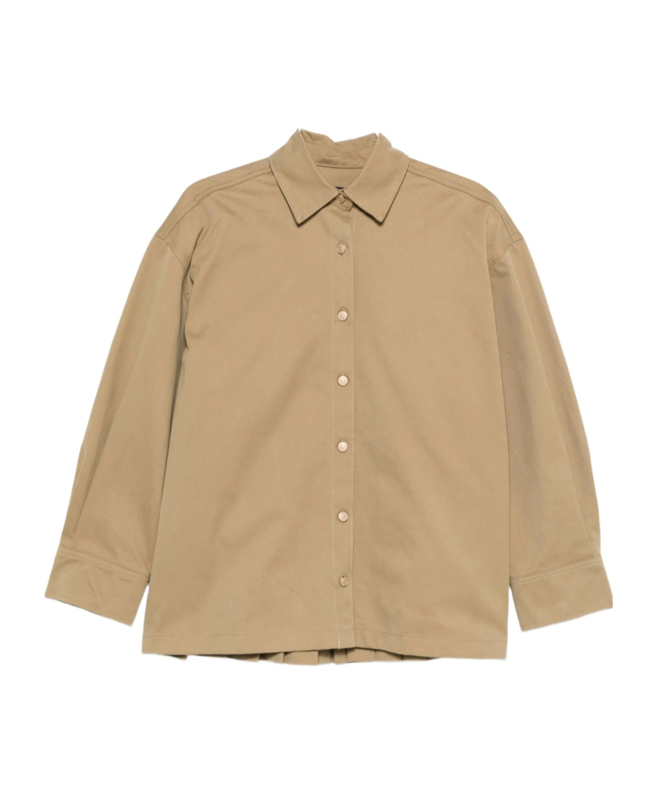 7 For All Mankind Pleated-back Cotton Shirt In Brown