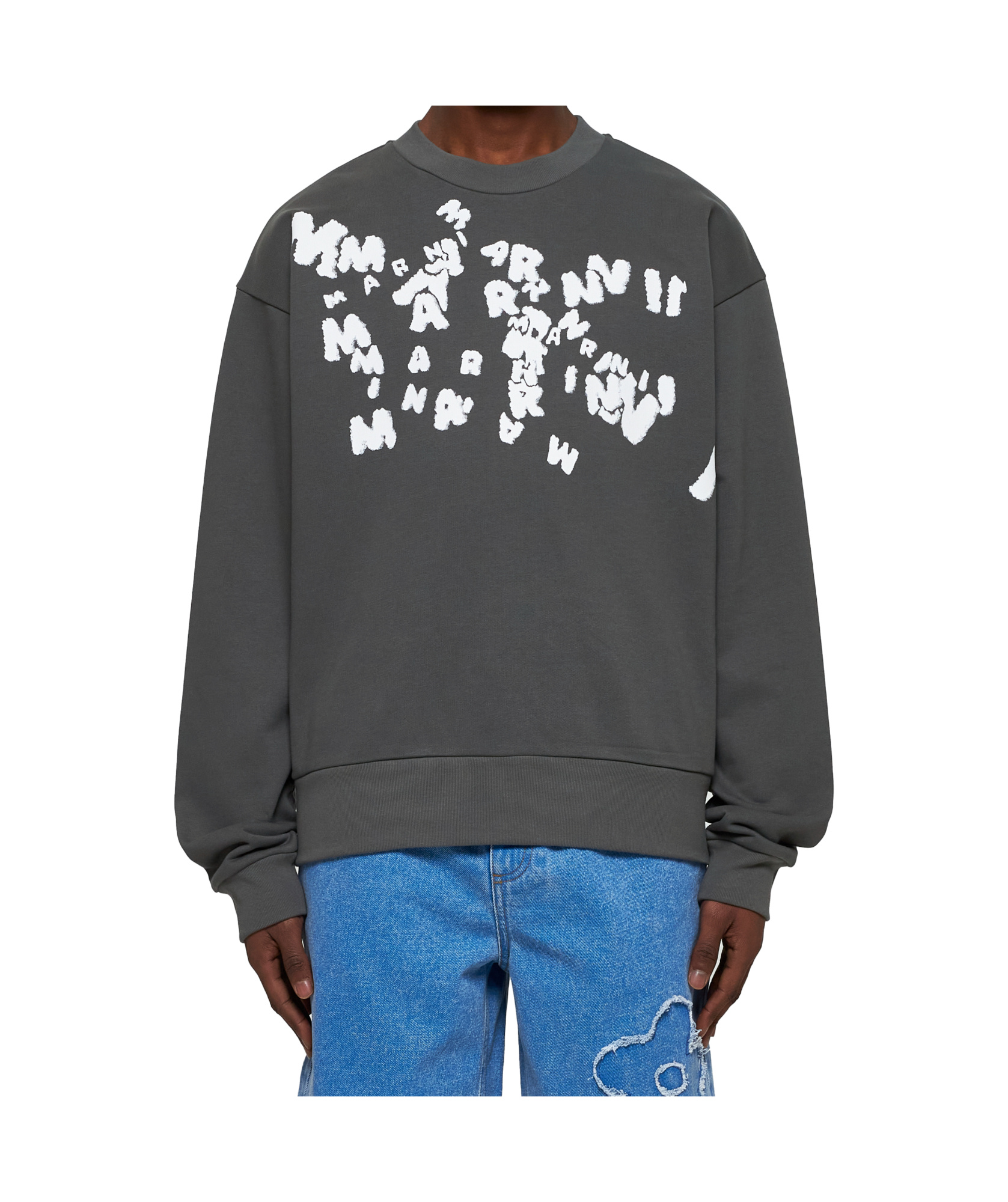 Marni Logo Printed Crewneck Sweatshirt In Black