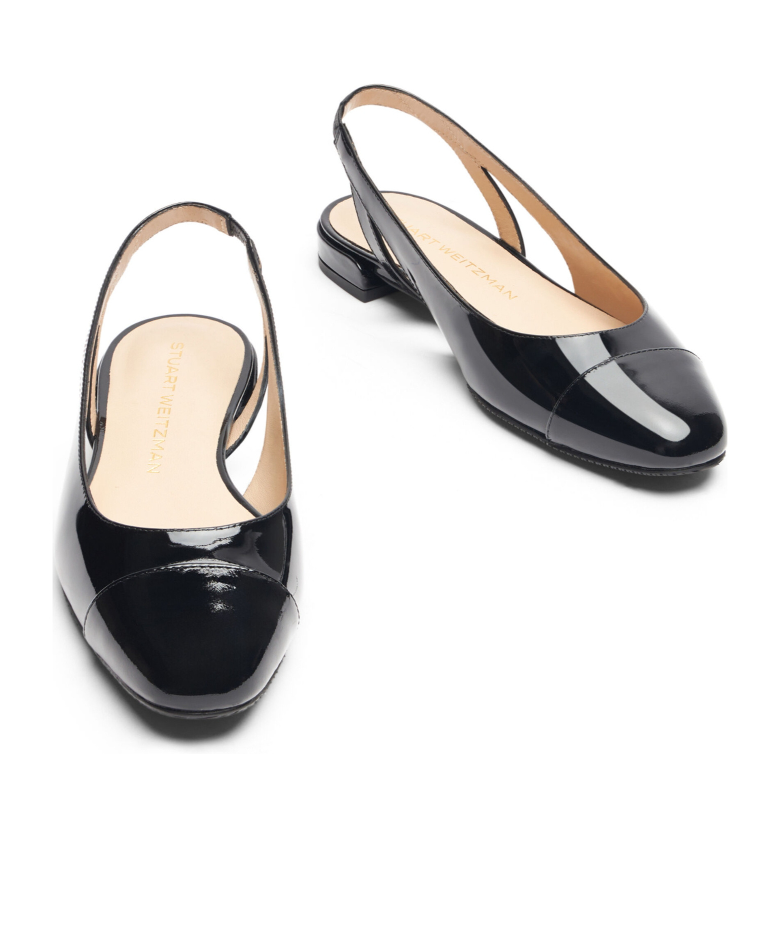 Stuart Weitzman Sleek Leather Slingback Ballerina Flats In Black