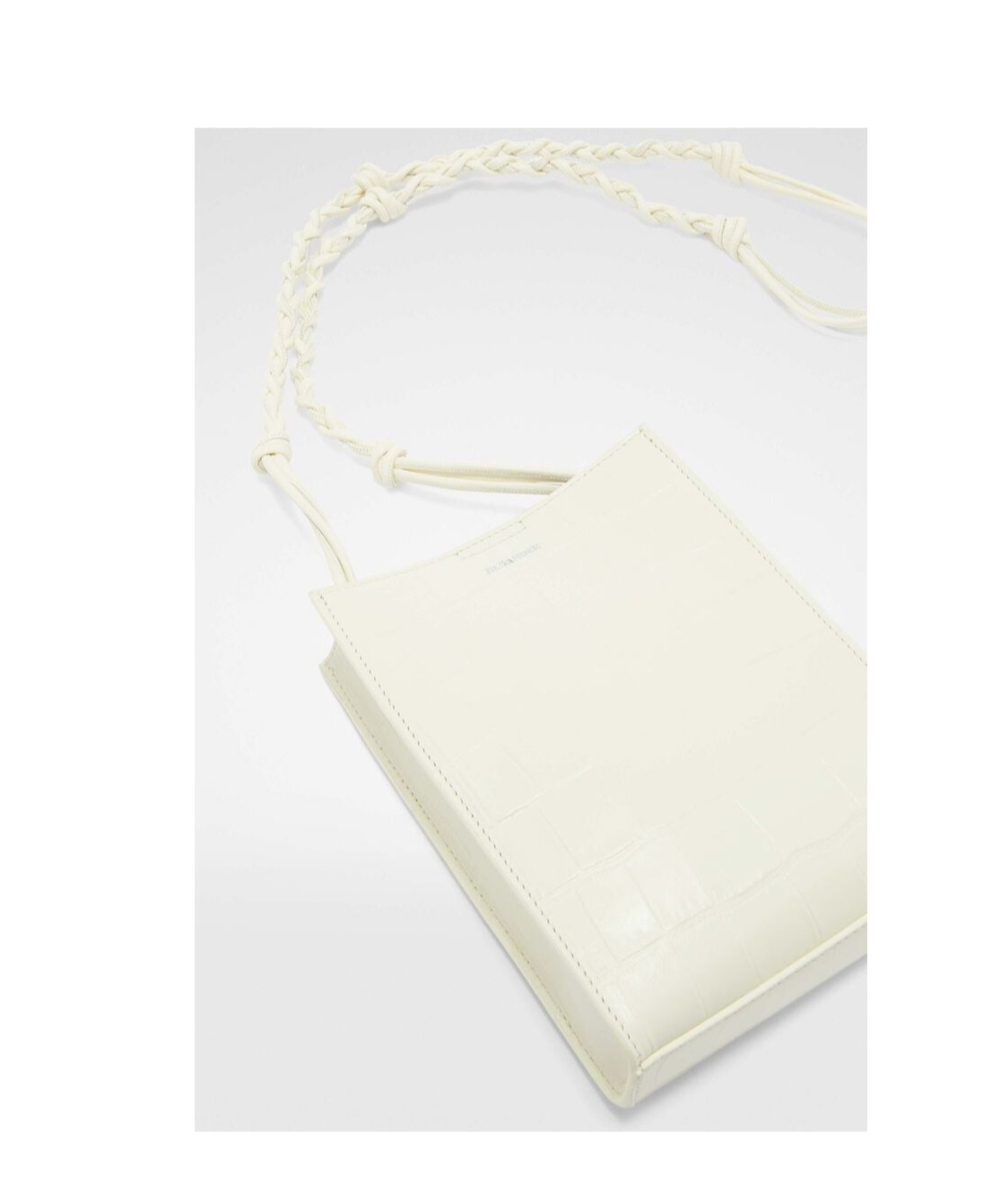 Jil Sander White Embossed Crocodile Effect Shoulder Bag In White