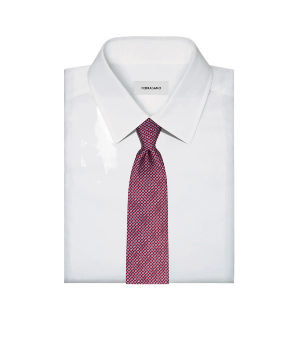 Ferragamo Gancini Regimental Print Silk Tie In Multi