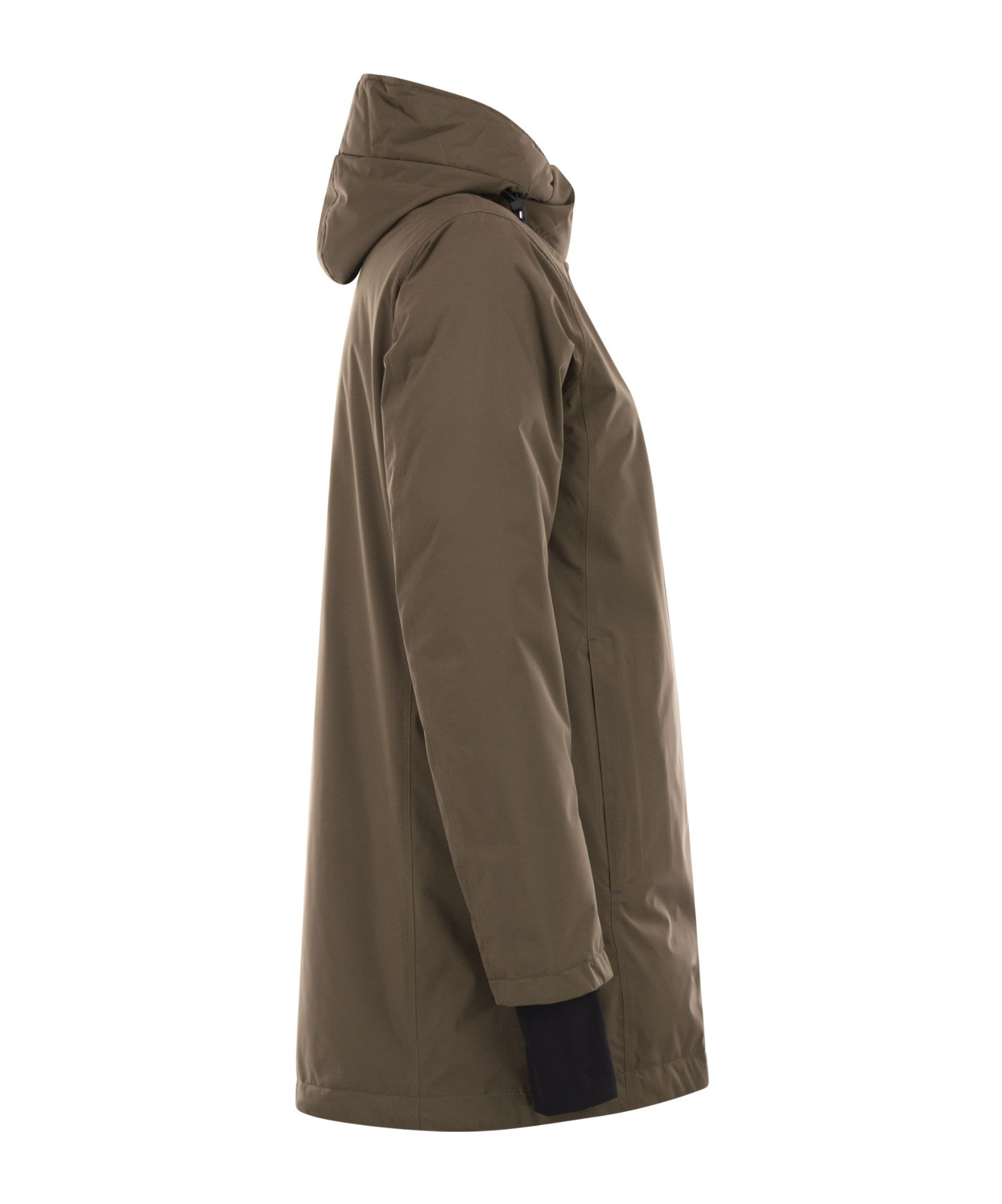 Herno Long-sleeved Hooded Down Jacket In Brown