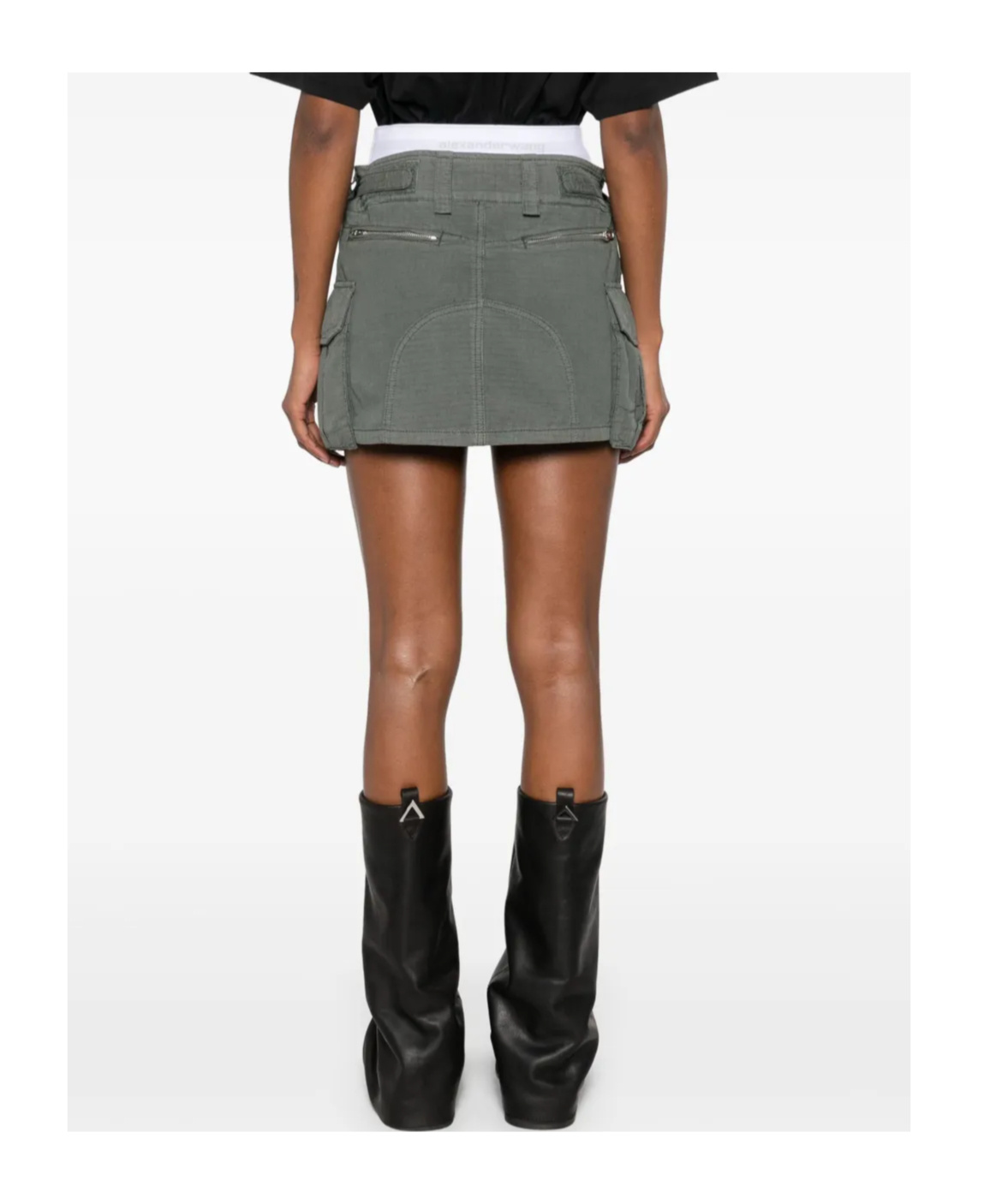 Shop Alexander Wang Logo-waistband Mini Skirt In Gray