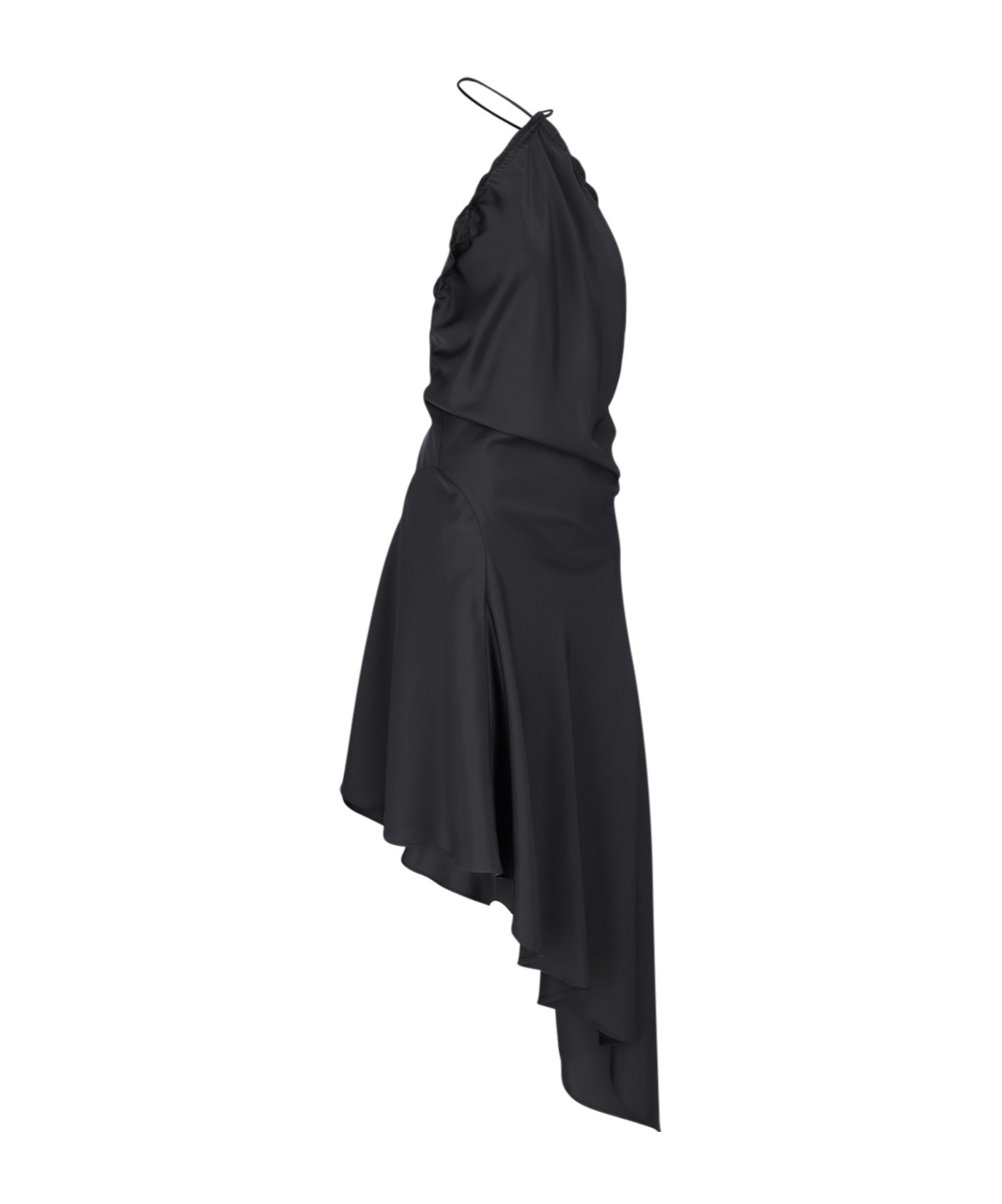 Shop Attico The Asymmetric Sleeveless Satin Midi Dress In Black