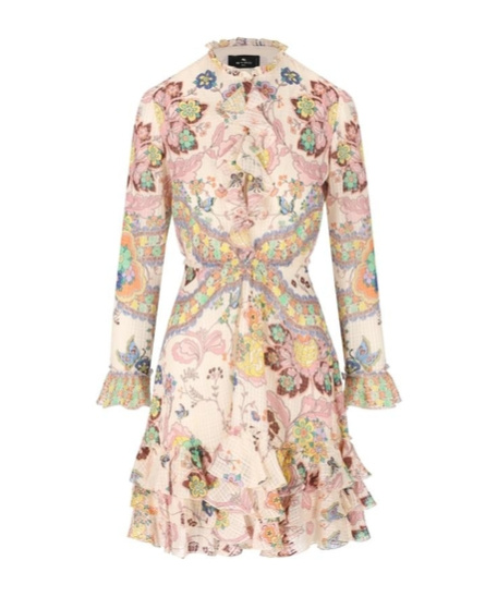 Etro Ruffled Mini Dress In Nude