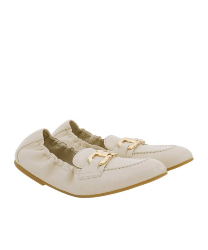 Ferragamo Jodie Casual Flat Loafers Elasticated Trim In White