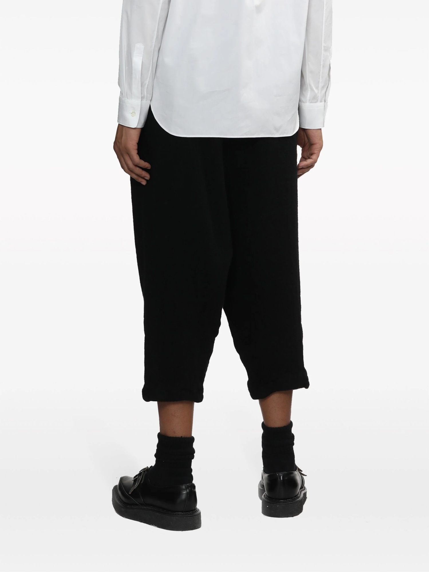 Comme Des Garçons Drop-crotch Cropped Trousers In Black