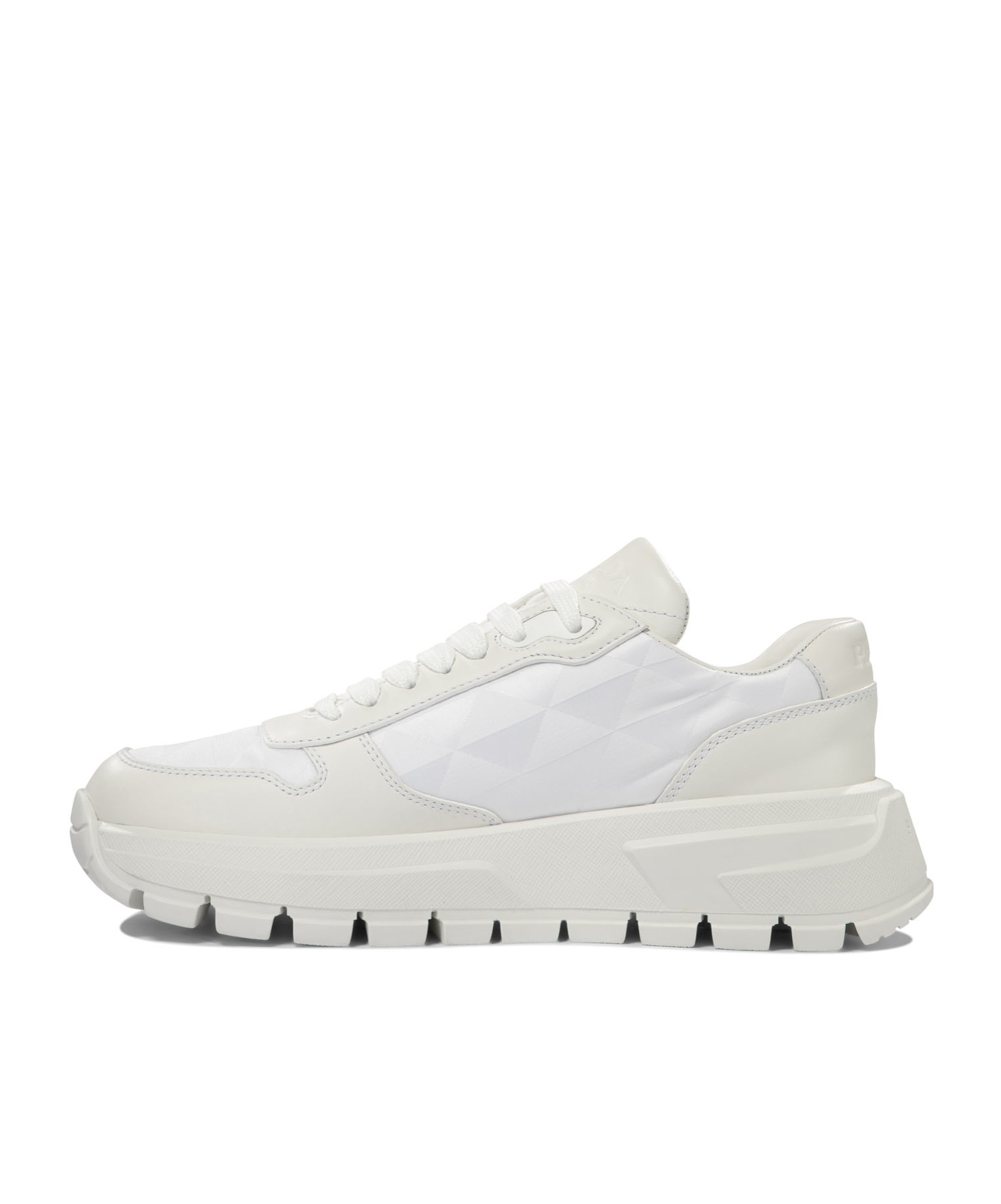 Prada Triangle-logo Lace-up Sneakers In White