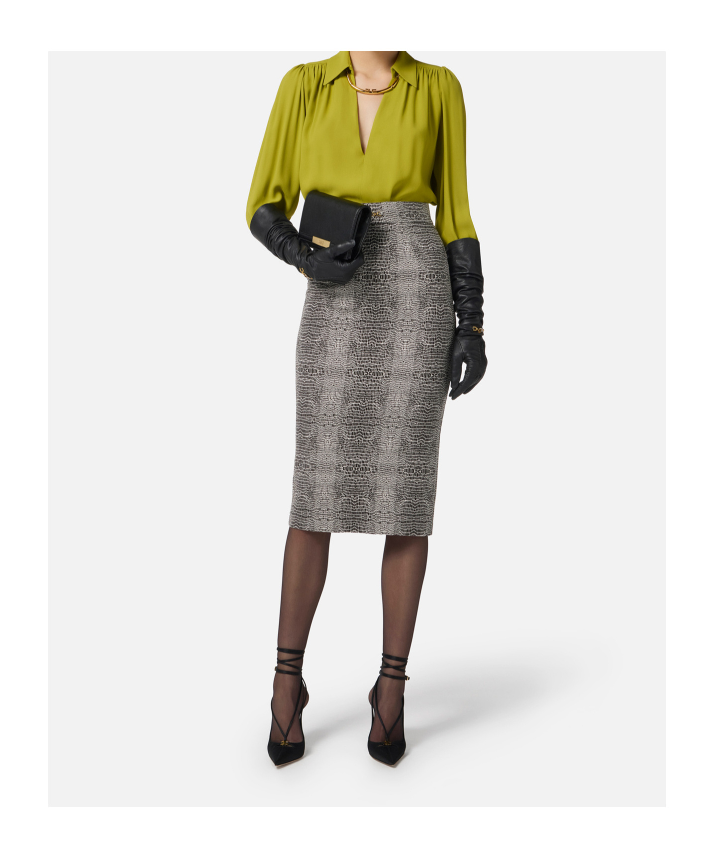 Elisabetta Franchi Skirt In Viscose Fabric With Python Print In Gray