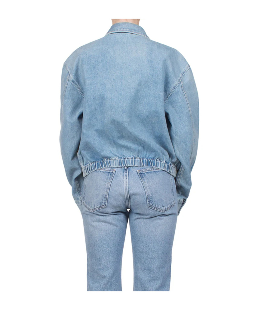 Agolde Nile Zip-front Elastic-waist Denim Jacket In Blue