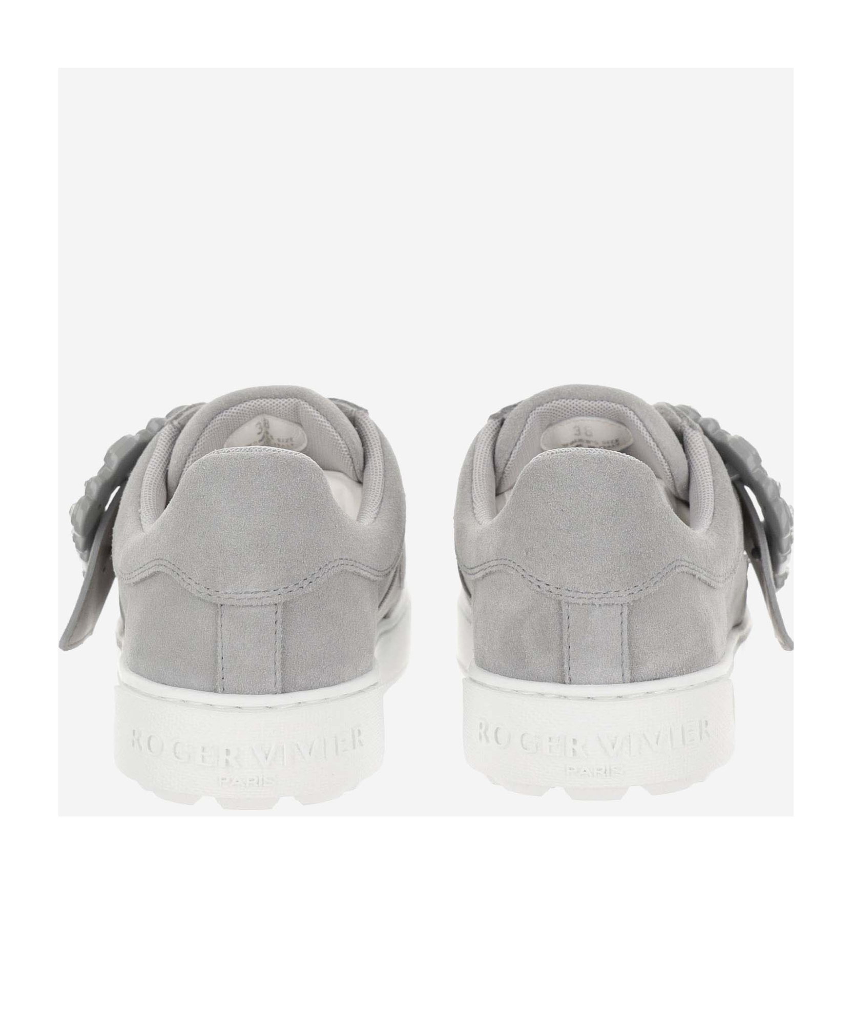 Roger Vivier Very Vivier Suede Buckle Slip-on Sneakers In Gray