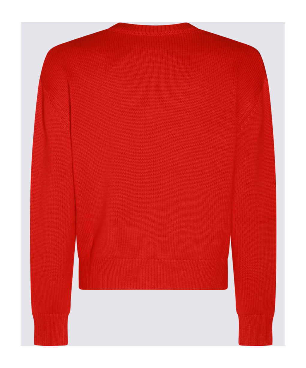 Dsquared2 Crewneck Embroidered Graphic Design Sweater In Red